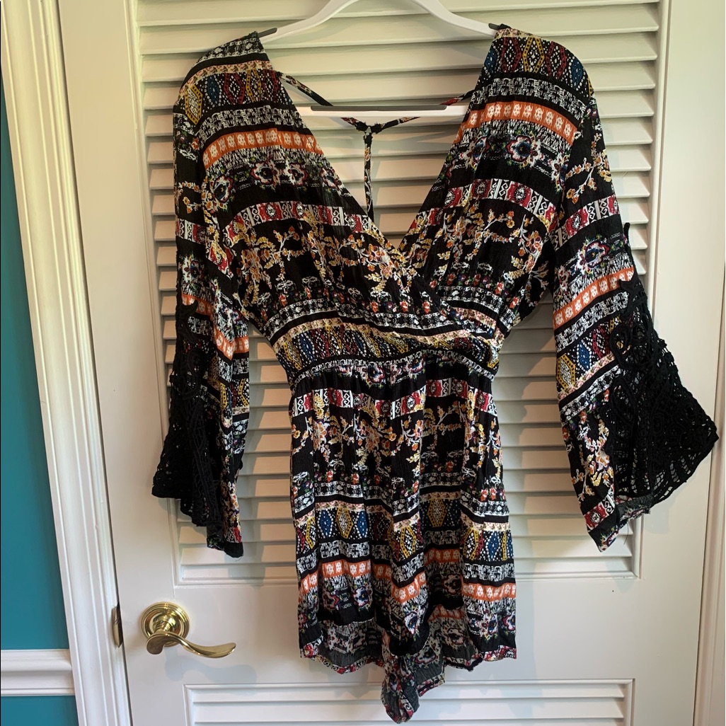 Black Aztec Pattern Romper